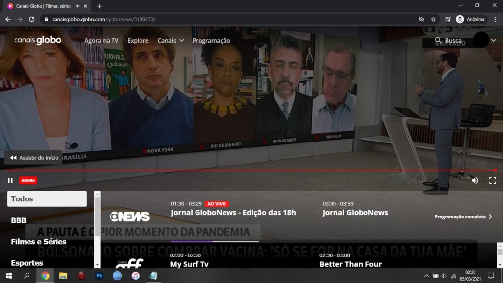 Grade voadora? Nem aplicativo da Globo sabe dizer o que está no ar na GloboNews (foto: Reprodução)