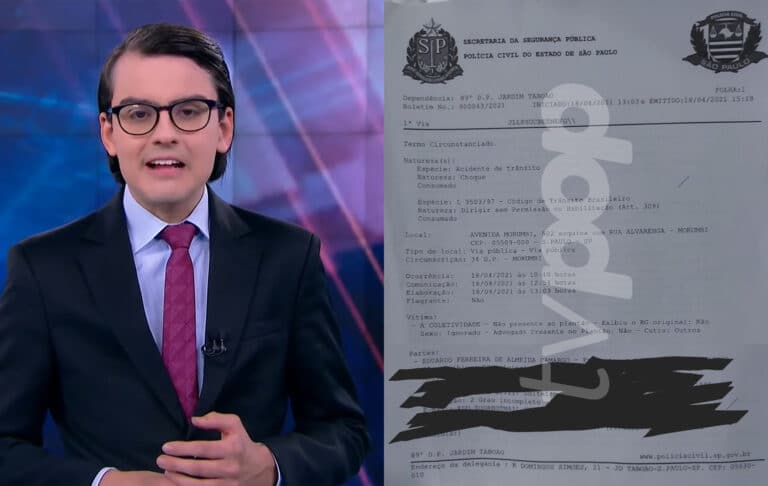 Dudu Camargo foi flagrado pela Polícia Civil dirigindo sem carteira; apresentador do SBT foi autuado por crime contra a "coletividade" (foto: Reprodução/SBT e TV Pop)