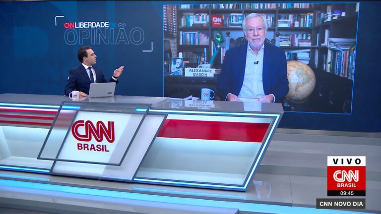 Alexandre Garcia discutiu com Rafael Colombo durante o Novo Dia (foto: Reprodução/CNN Brasil)