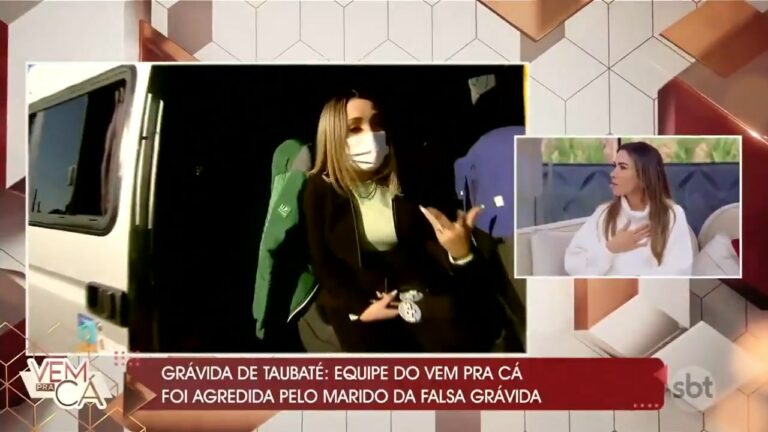 Uma equipe de reportagem do SBT foi agredida durante reportagem sobre a grávida de Taubaté (foto: Reprodução/SBT)