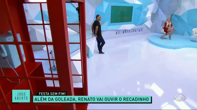 Renata Fan começou a semana feliz da vida com a vitória do Inter sobre o Flamengo após bullying de Denilson (foto: Reprodução/Band)