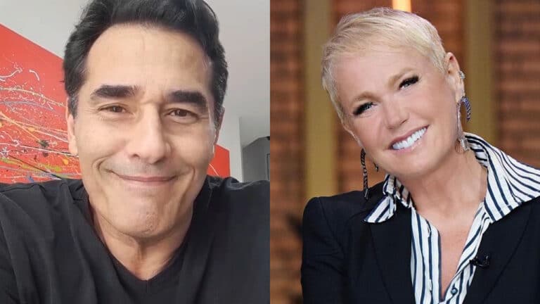 Montagem com as fotos de Luciano Szafir e Xuxa Meneghel