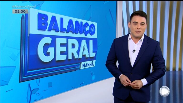 Wésllen Tecchio no estúdio do Balanço Geral Manhã, na Record