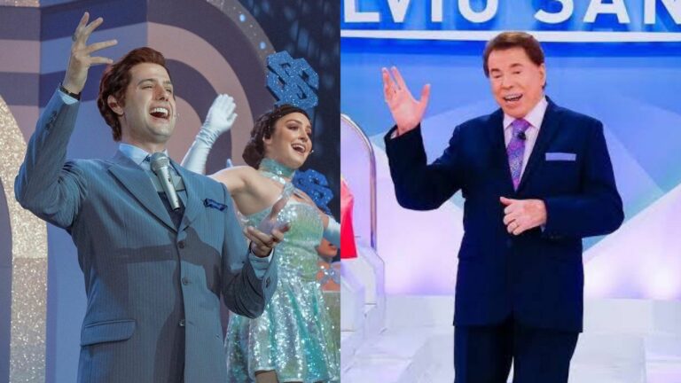 Velson D'Souza ao lado do apresentador Silvio Santos