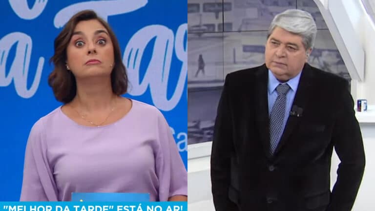 Imagem com os apresentadores Catia Fonseca e Datena