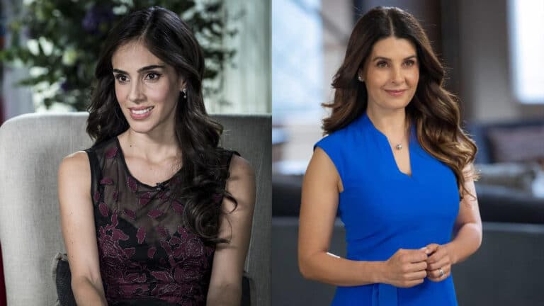 Imagem com montagem das fotos das atrizes Sandra Echeverría e Mayrín Villanueva