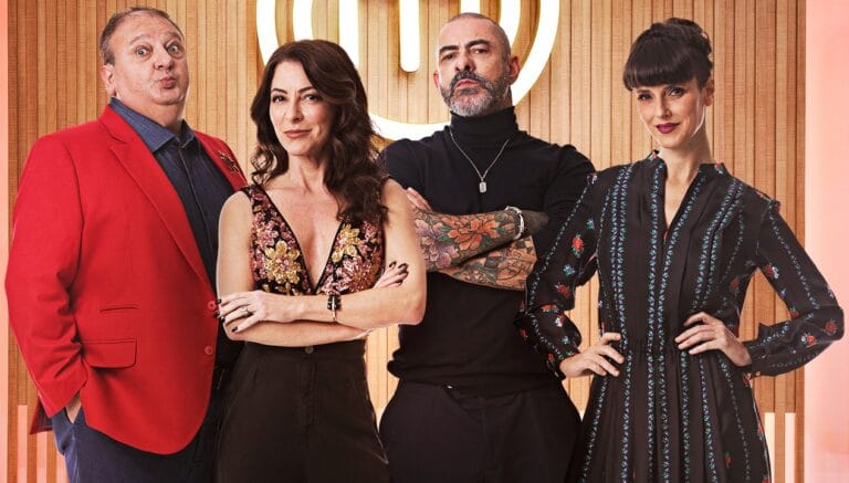 Erick Jacquin, Ana Paula Padrão, Henrique Fogaça e Helena Rizzo no estúdio do MasterChef