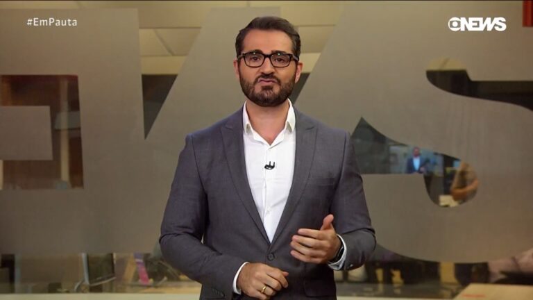 Marcelo Cosme no estúdio do GloboNews Em Pauta