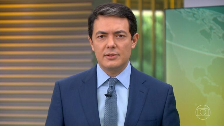 Imagem com foto de Alan Severiano na apresentação do Jornal Hoje