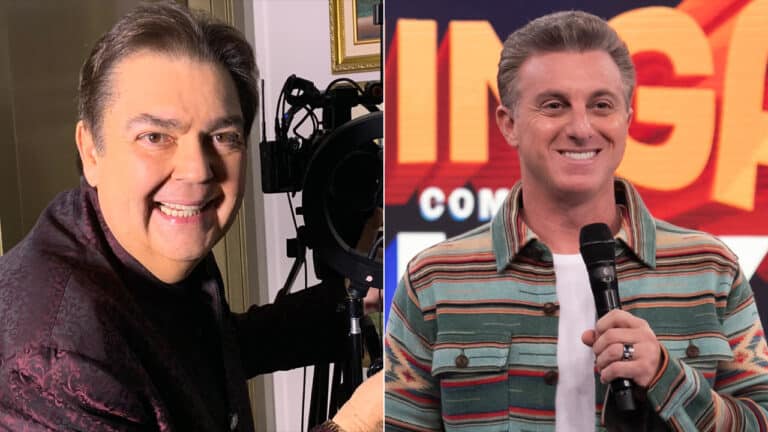 Imagem com montagem das fotos de Fausto Silva e Luciano Huck