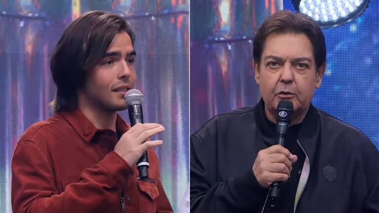 Imagem com foto de João Guilherme e Fausto Silva no Faustão na Band