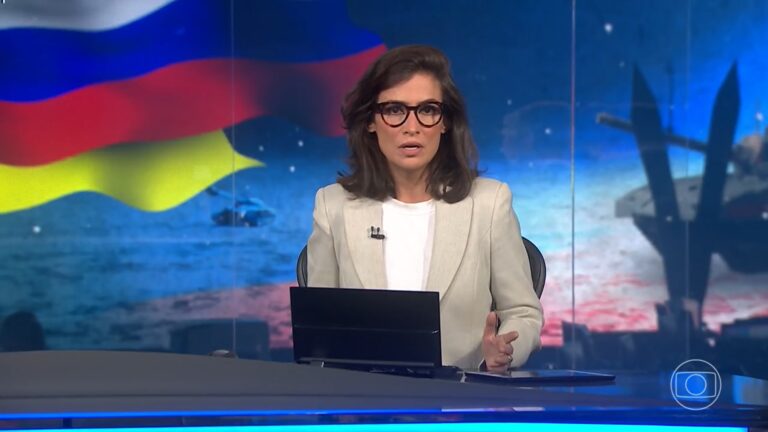 Foto de Renata Vasconcellos no Jornal Nacional