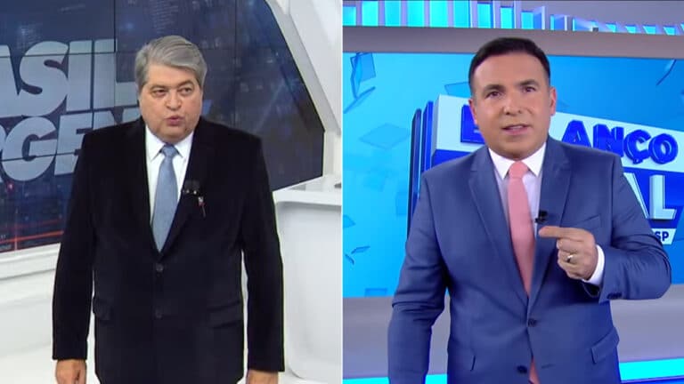 Imagem com montagem das fotos de José Luiz Datena e Reinaldo Gottino