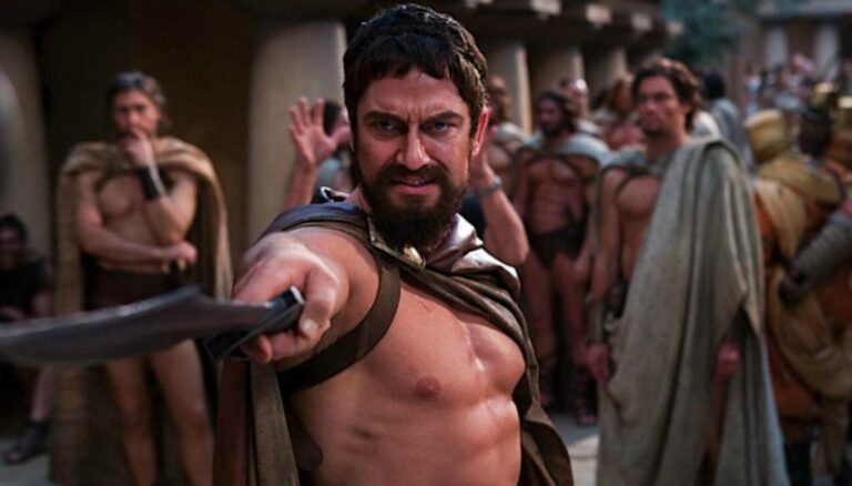 Imagem com foto do ator Gerard Butler em 300