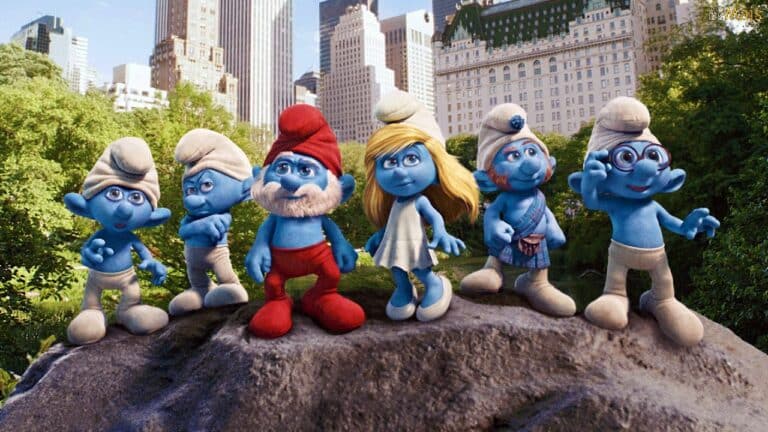 A foto é do filme Os Smurfs e a Vila Perdida que vai ao ar na Sessão da Tarde