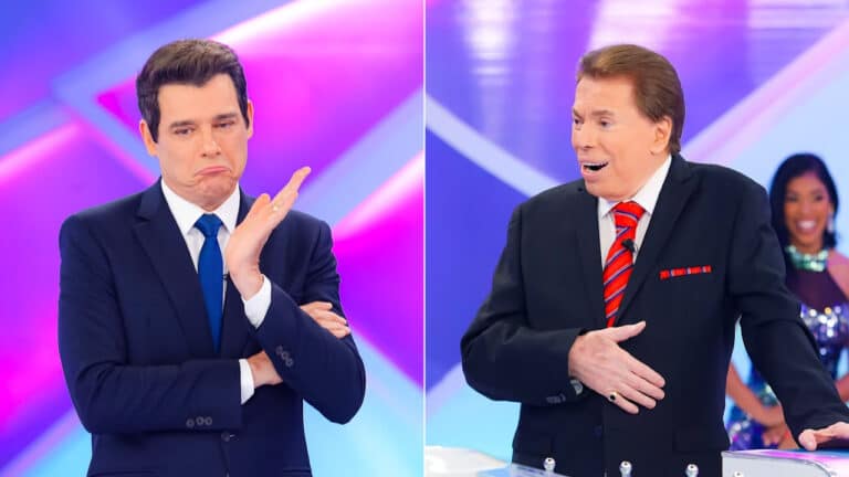 Imagem com montagem das fotos de Celso Portiolli e Silvio Santos