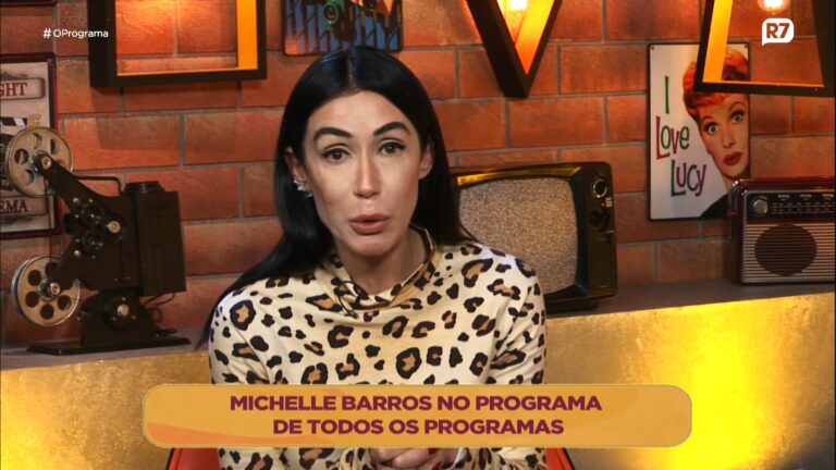 Imagem com foto de Michelle Barros durante entrevista