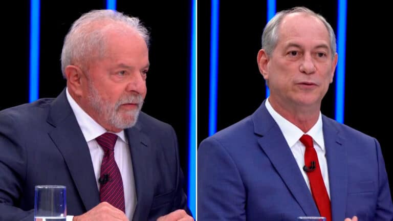 Imagem com montagem das fotos de Lula e Ciro Gomes