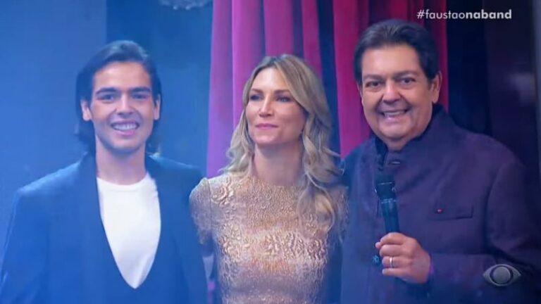 Foto de João Guilherme, Anne Lottermann e Faustão