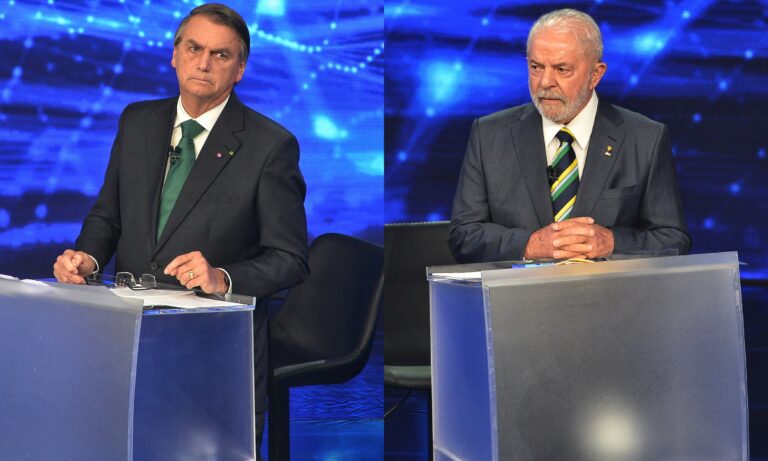 Foto de Jair Bolsonaro e Lula no debate da Band