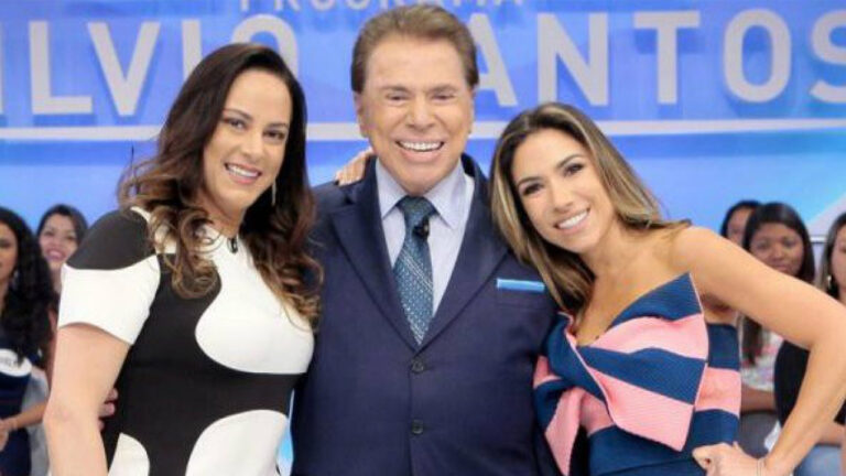 Imagem com foto de Silvia Abravanel, Silvio Santos e Patricia Abravanel