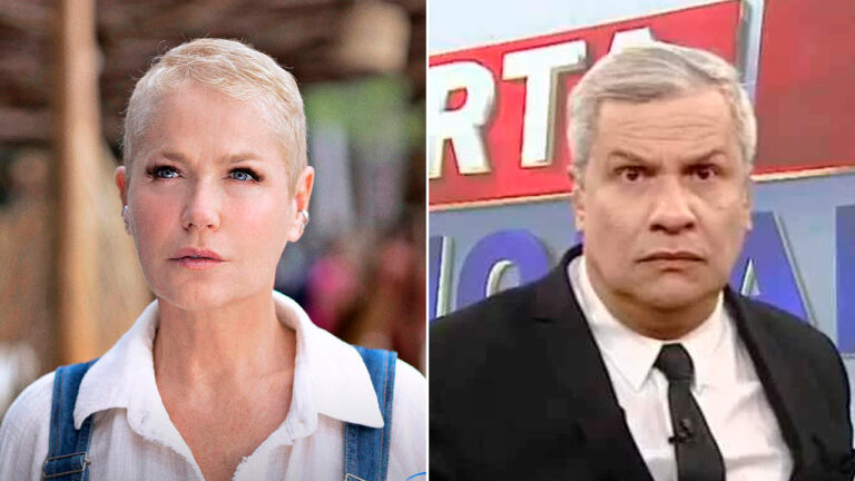 Imagem com montagem das fotos de Xuxa Meneghel e Sikêra Jr.