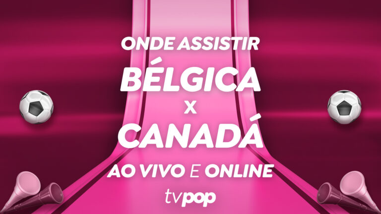 Foto da transmissão de Bélgica x Canadá pela Copa do Mundo