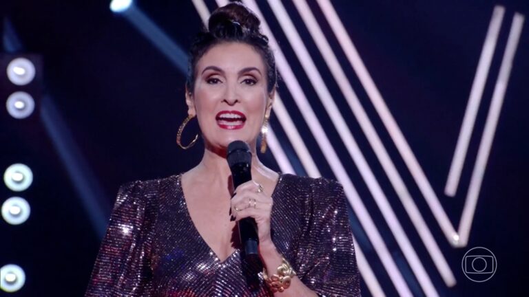 Foto de Fátima Bernardes na final do The Voice Brasil