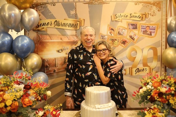 Foto de Silvio Santos e da filha Cintia Abravanel