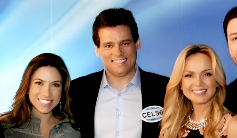 Foto de Patricia Abravanel, Celso Portiolli e Eliana nos estúdios do SBT