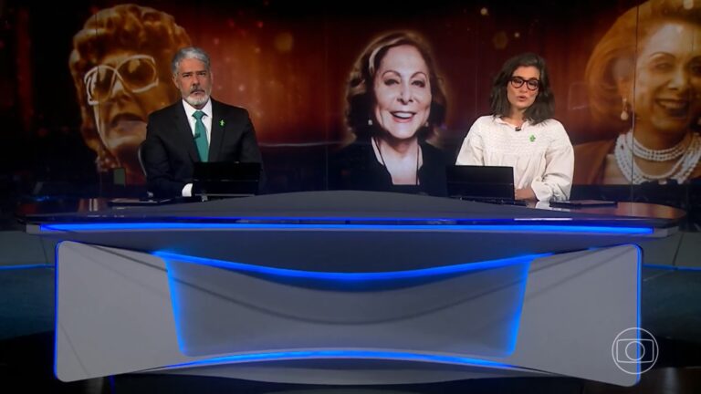 Foto do Jornal Nacional homenageando Aracy Balabanian