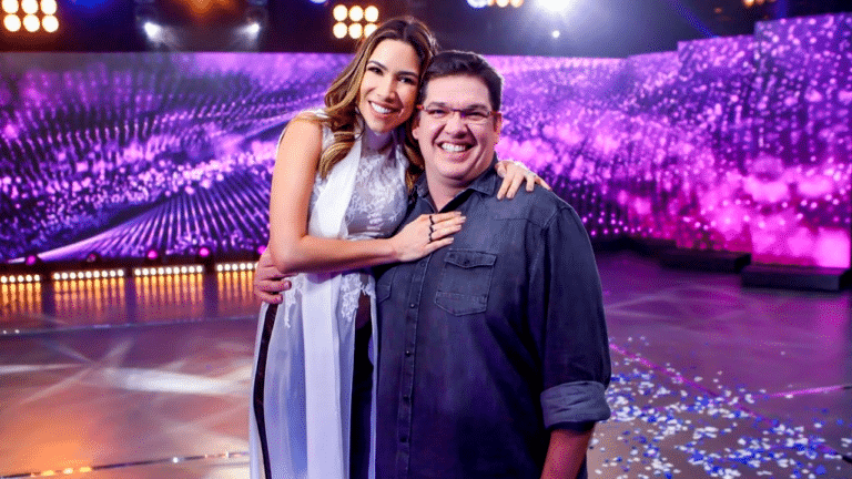 Imagem com foto de Patrícia Abravanel e Michael Ukstin