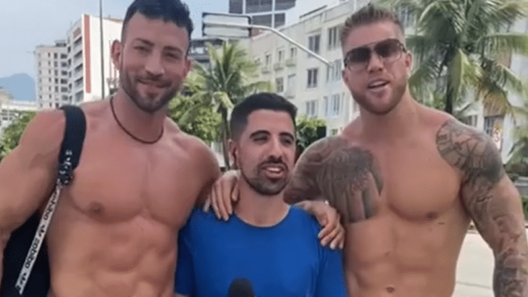 Mateus Marques e atores de filmes de amor intenso em praia do Rio de Janeiro