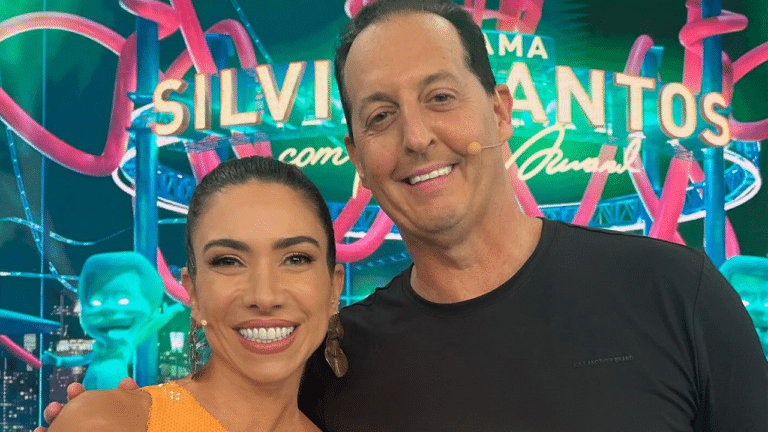 Patricia Abravanel e Benjamin Back no palco do Programa Silvio Santos