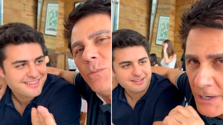 Montagem com as fotos de Luigi Cesar e Cesar Filho em restaurante