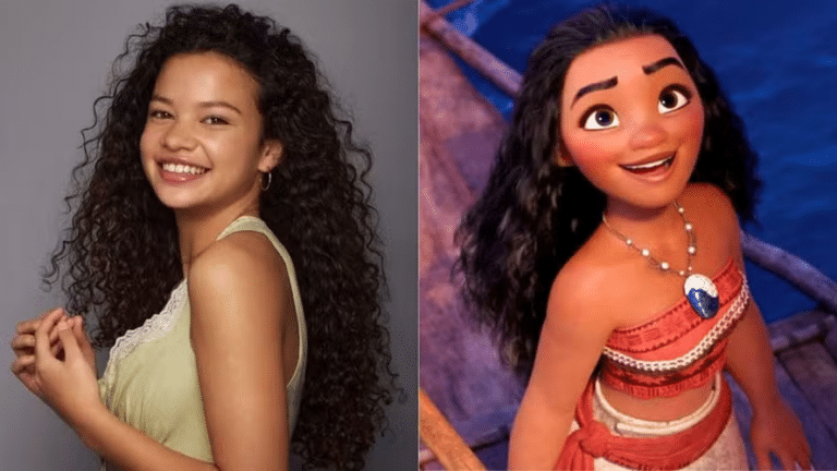 Montagem de Catherine Laga'aia e animação Moana