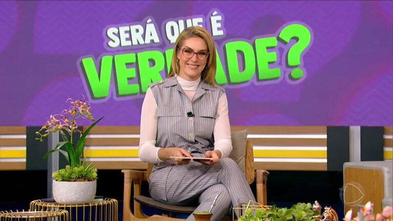 Foto da apresentadora Ana Hickmann no estúdio do Hoje em Dia