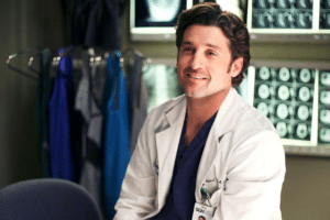 Imagem de Patrick Dempsey como Dr. Derek Sheperd em Grey's Anatomy
