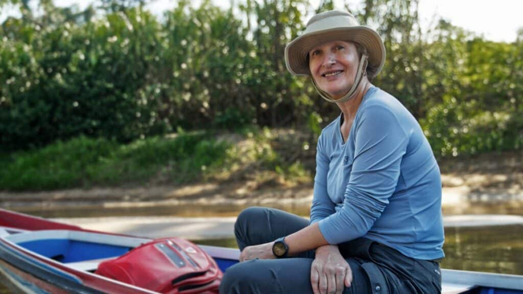 Foto de Sônia Bridi em documentário da Globo