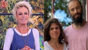 Montagem com fotos de Ana Maria Braga, e Mariana Maffeis abraçada a Badarik González