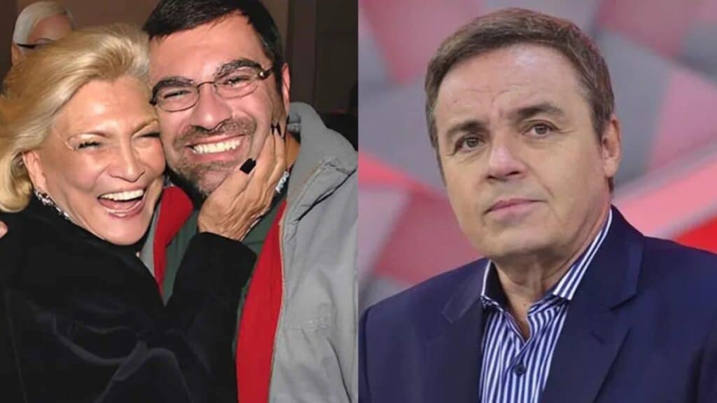 Montagem de Hebe Camargo e Marcello ao lado de Gugu Liberato