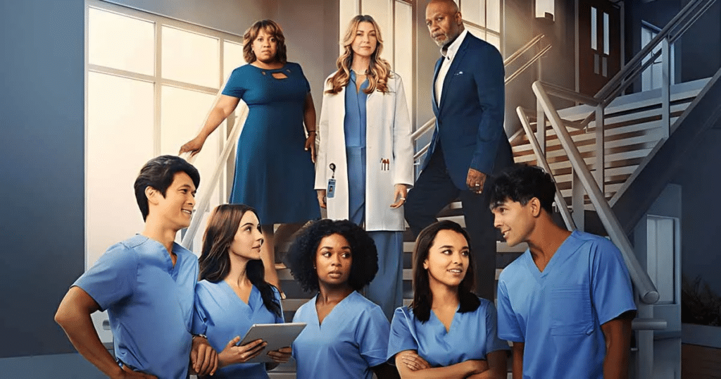 Imagem com o elenco de Grey's Anatomy