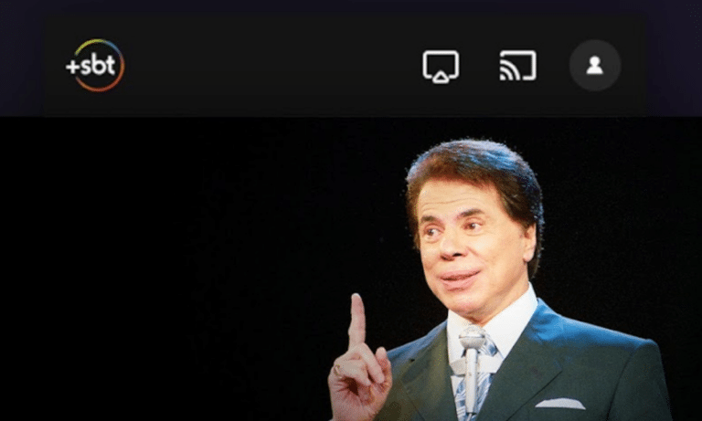 Imagem de streaming do SBT com foto de Silvio Santos