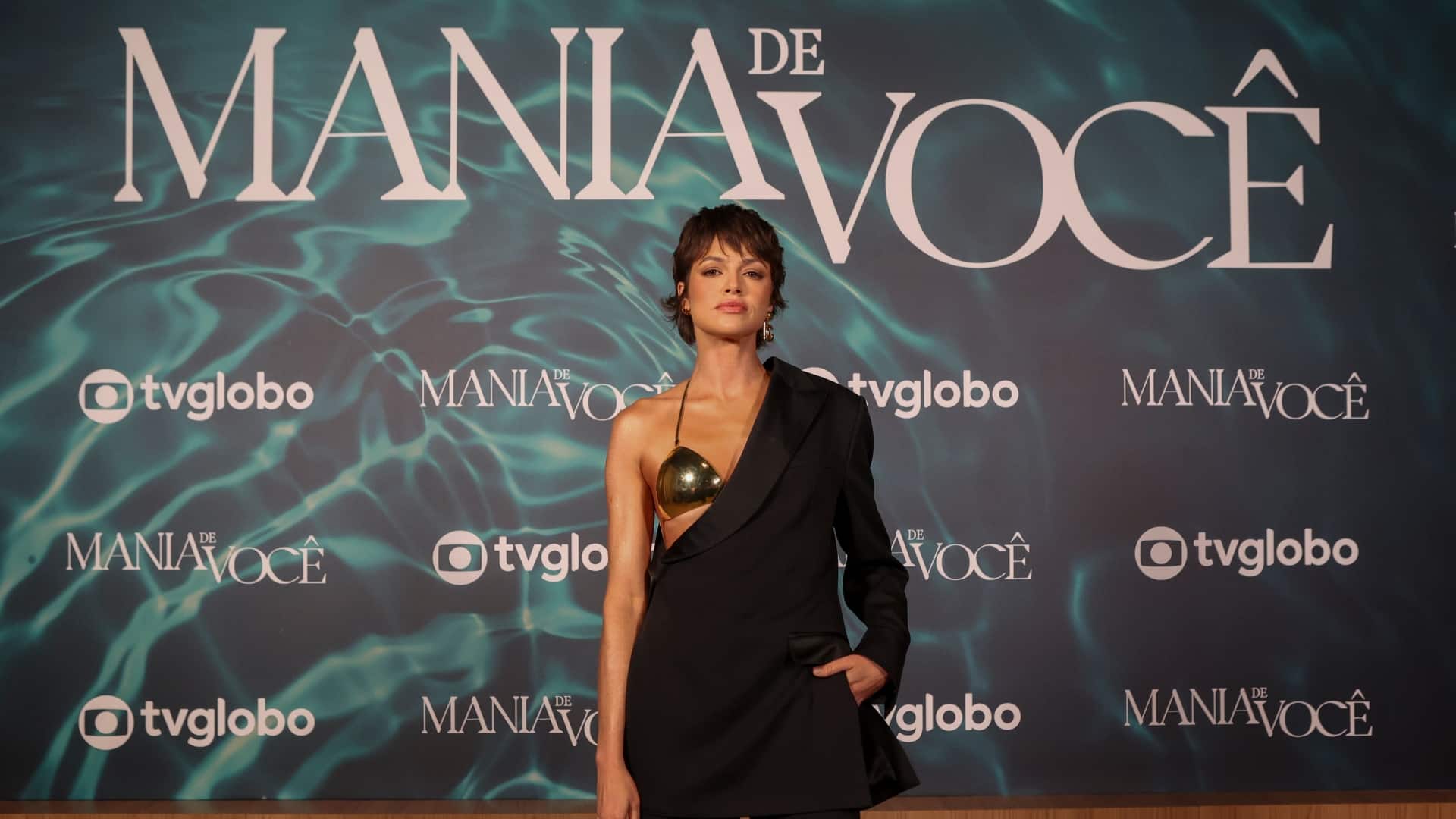 Foto de Agatha Moreira na coletiva de imprensa de Mania de Você