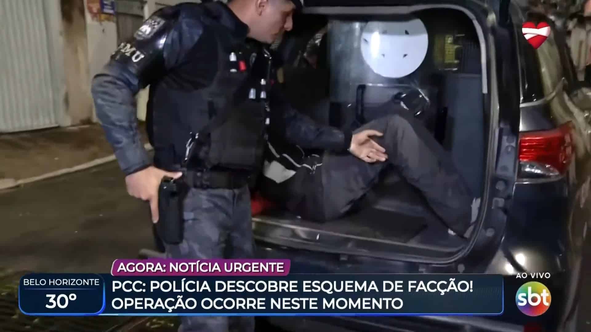 Foto de uma prisão ao vivo durante o Tá na Hora, do SBT