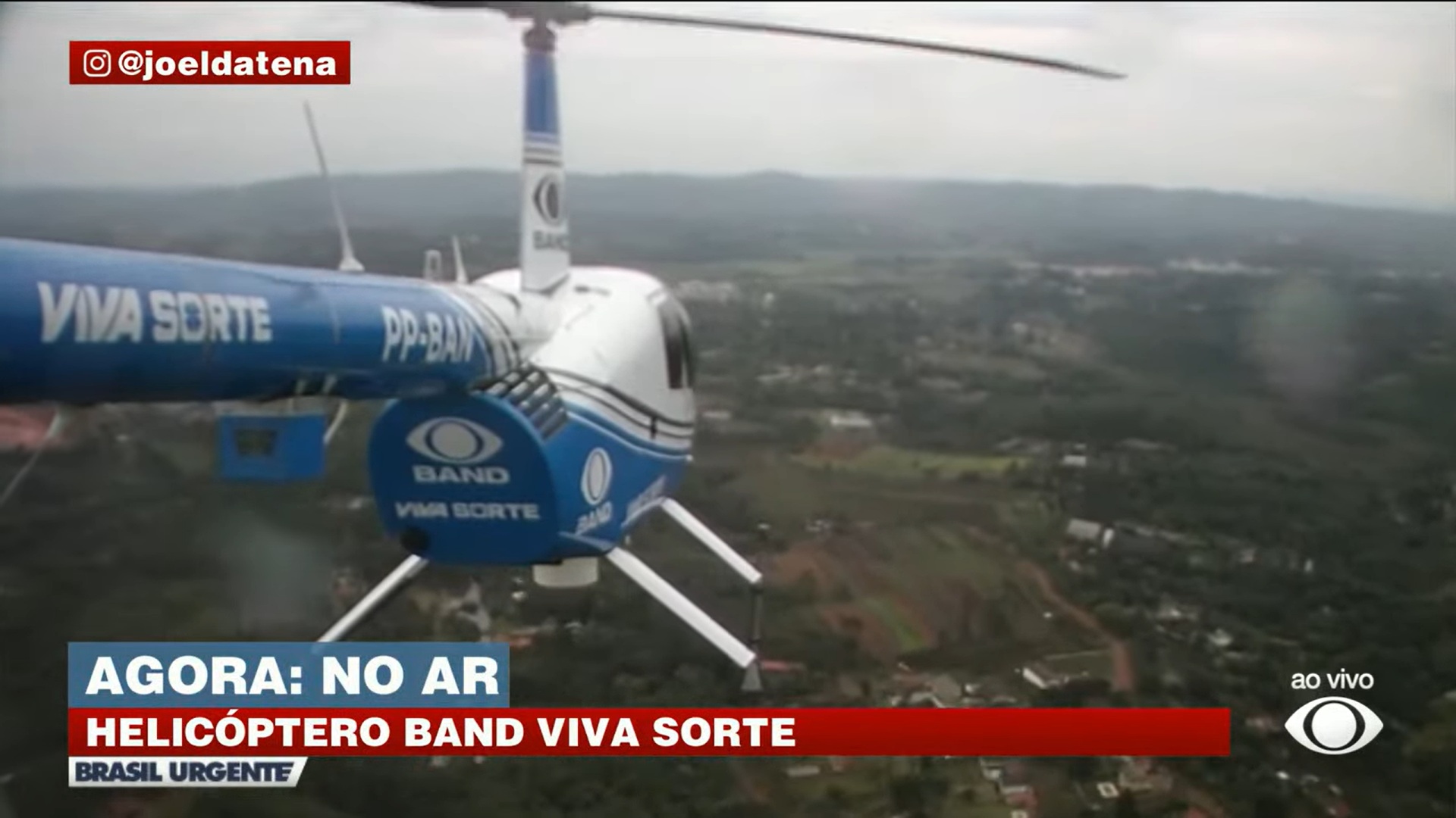 Foto do helicóptero da Band patrocinado pelo Viva Sorte