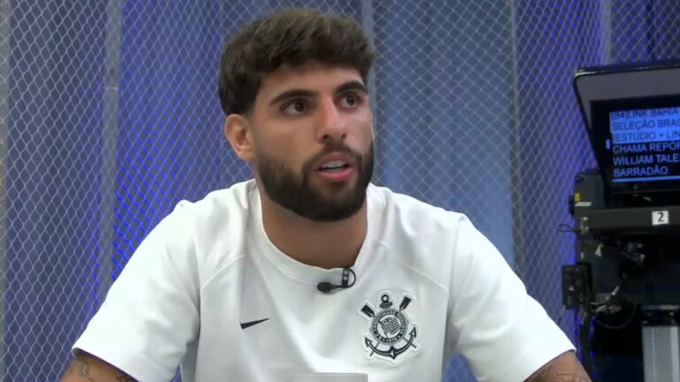 Foto do jogador Yuri Alberto, do Corinthians, no programa Apito Final