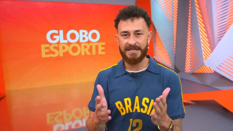 Foto de Fred Bruno em sua estreia no Globo Esporte