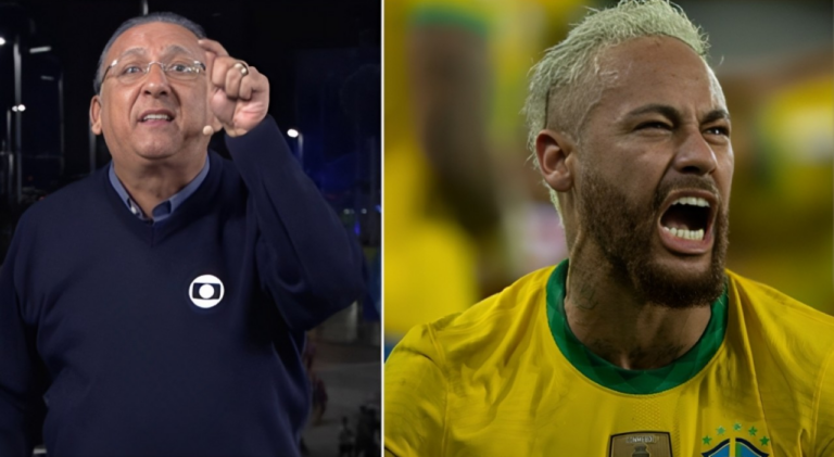 Montagem com Galvão Bueno e Neymar