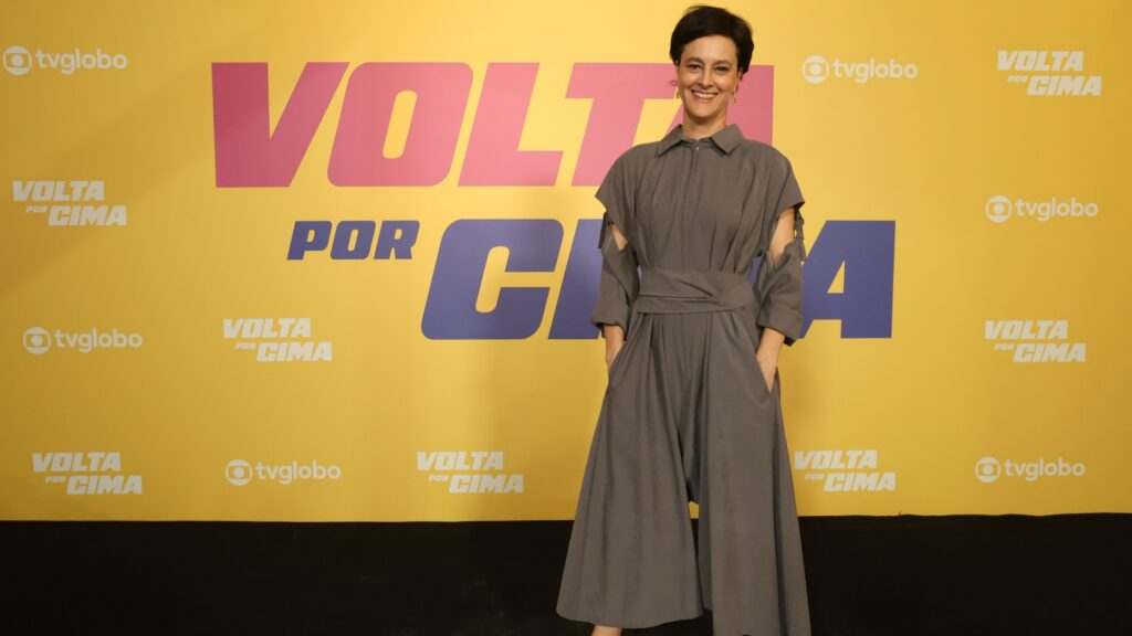 Foto de Claudia Missura na coletiva de imprensa de Volta por Cima